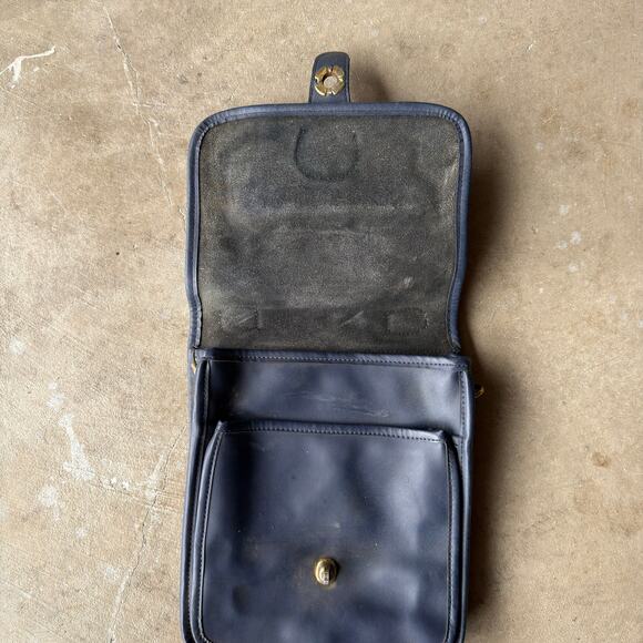 Vintage Coach Navy BLUE LEATHER COURT SATCHEL CROSSBODY BRASS 9870 USA - Picture 3 of 5